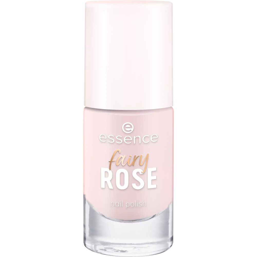 Flacon de vernis à ongles avec contenu rose. Inscription "essence fairy ROSE".