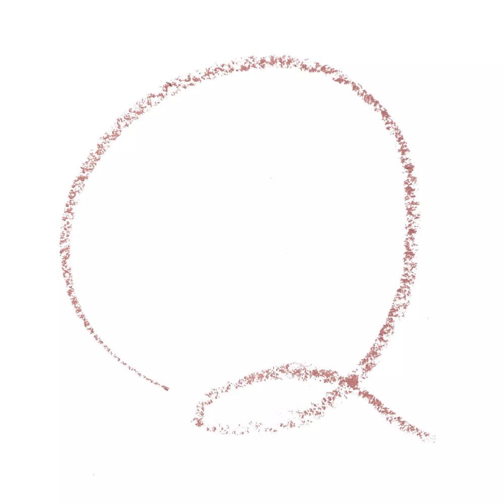 Cirkel en lijn getekend met lipliner. Lichtbruine kleur.