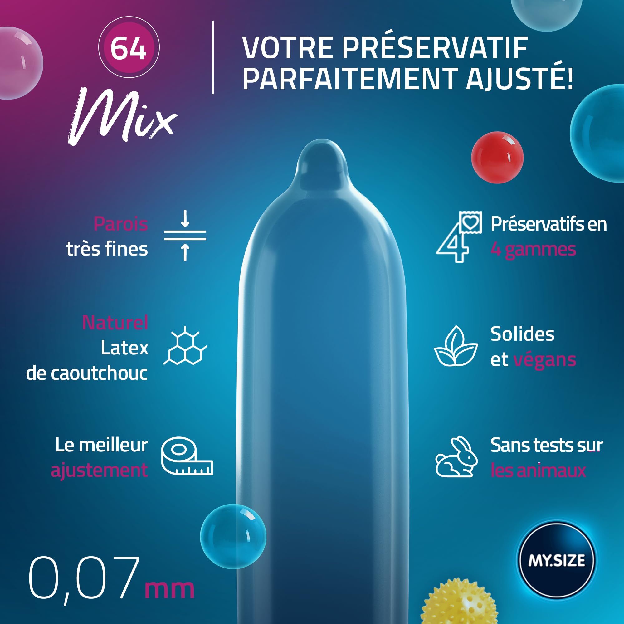 MY.SIZE Mix Préservatif Set Taille 6 64mm