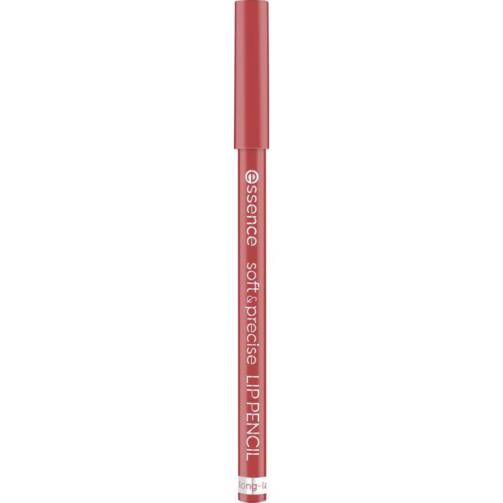 Lipliner, roodbruin. Opschrift: Essence, Soft & Precise, LIP PENCIL. Punt, cilindrische vorm.