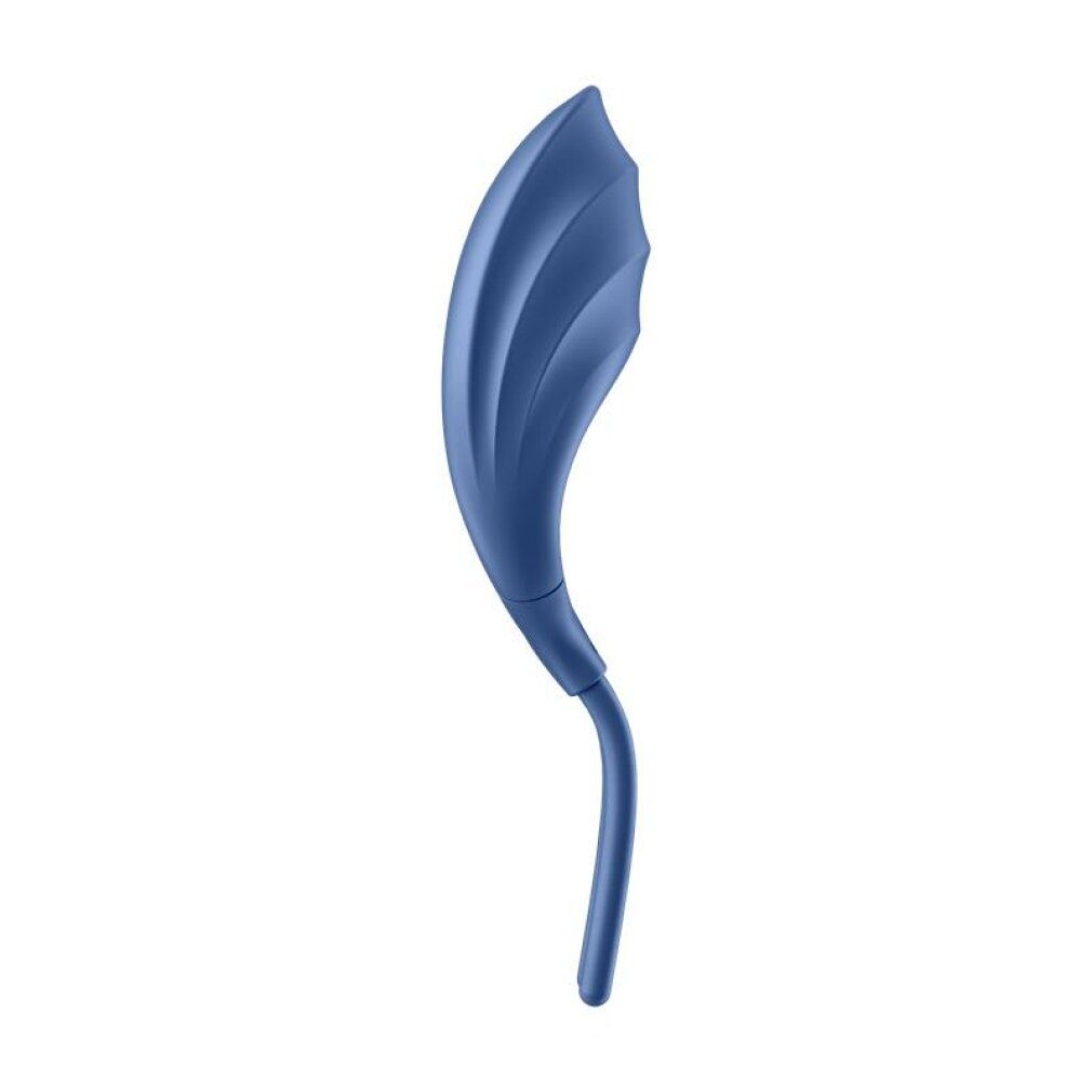 Blauwe Satisfyer Swordsman Ring Vibrator, zijaanzicht.
