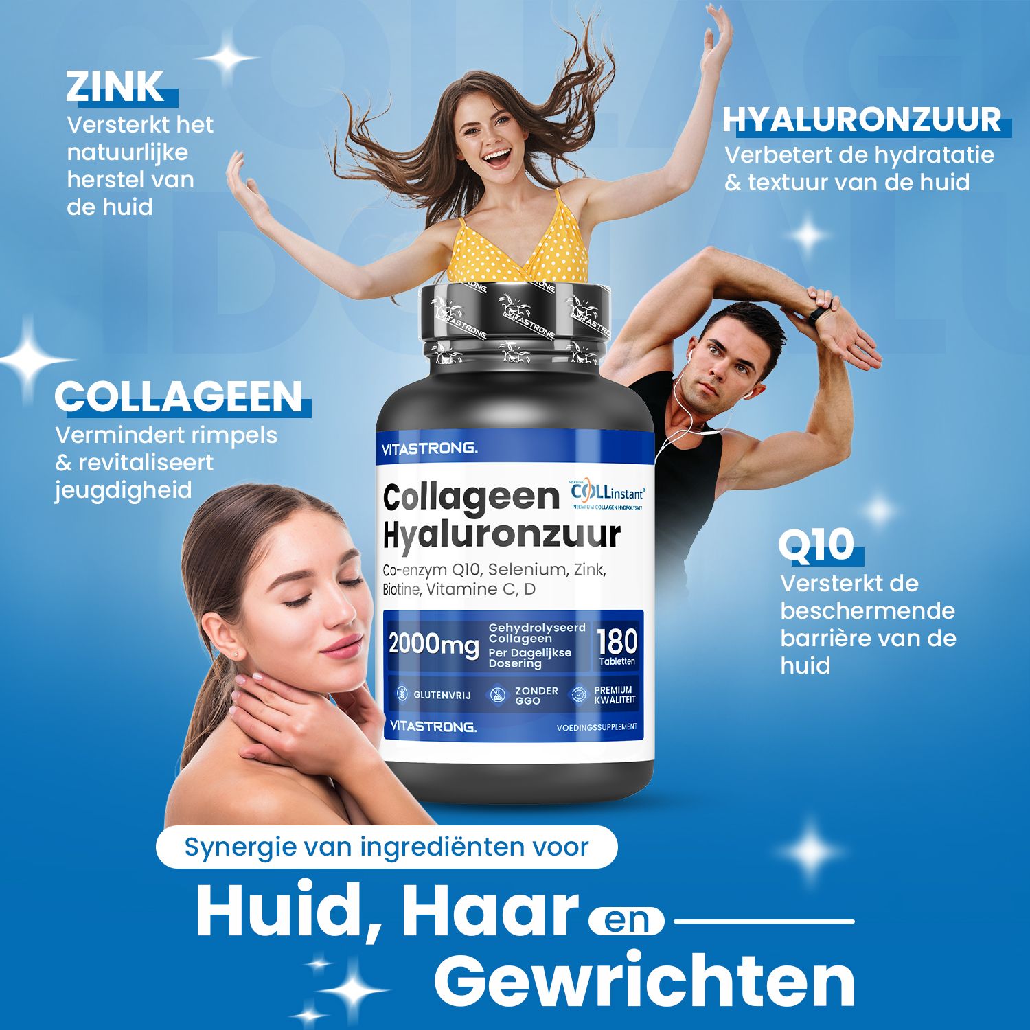 Vitastrong Magnesium 5-in-1 & Collageen + Hyaluronzuur – huid en welzijn