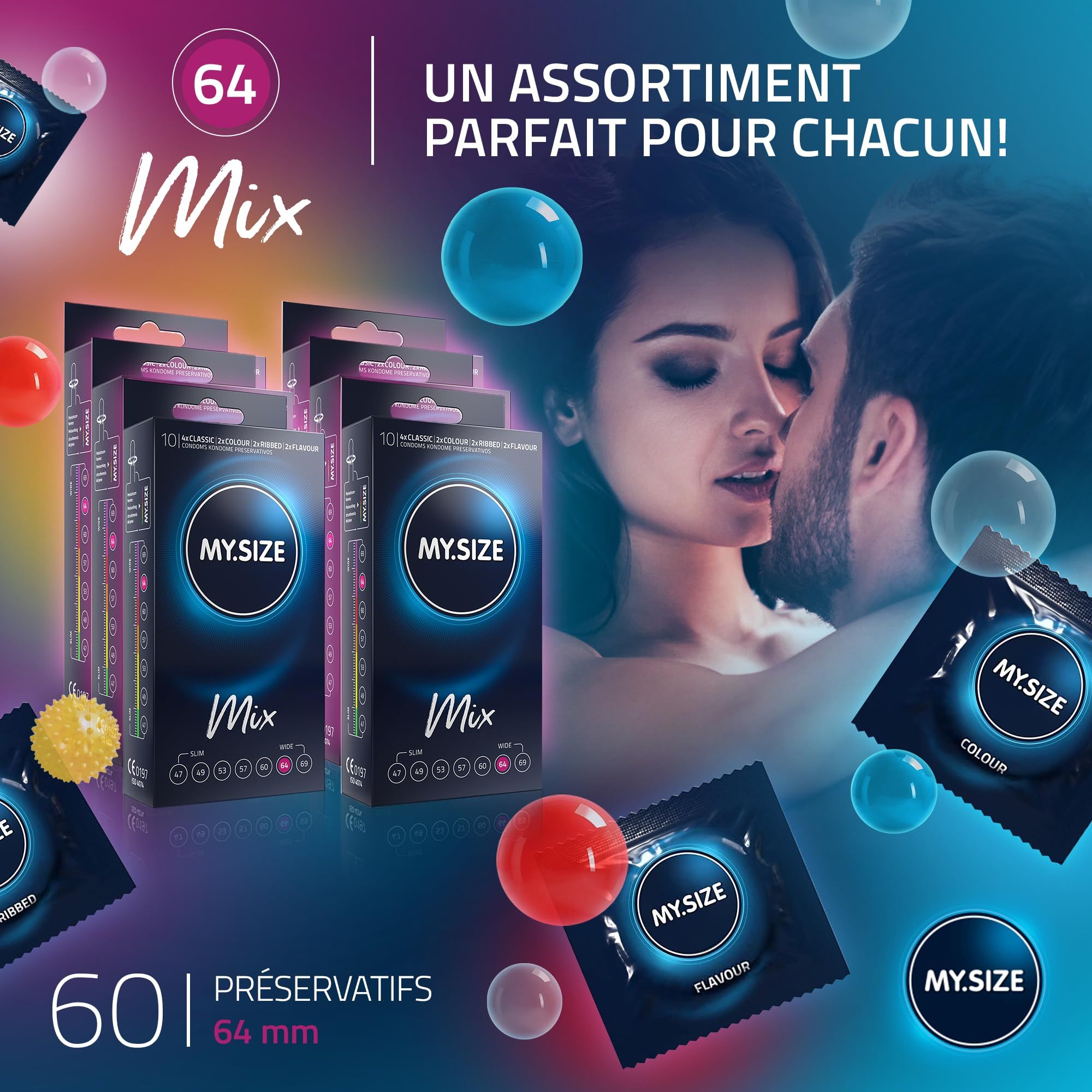 MY.SIZE Mix Préservatif Set Taille 6 64mm