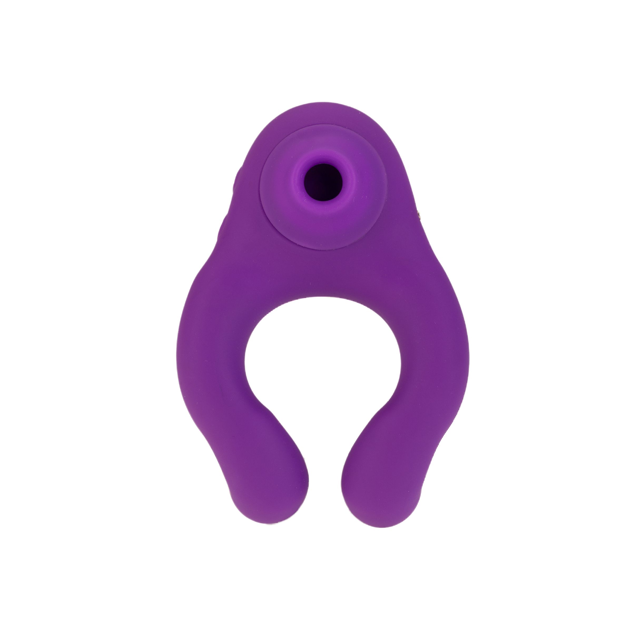 Anneau violet avec ouverture et deux extrémités incurvées. Partie supérieure avec ouverture. En silicone.
