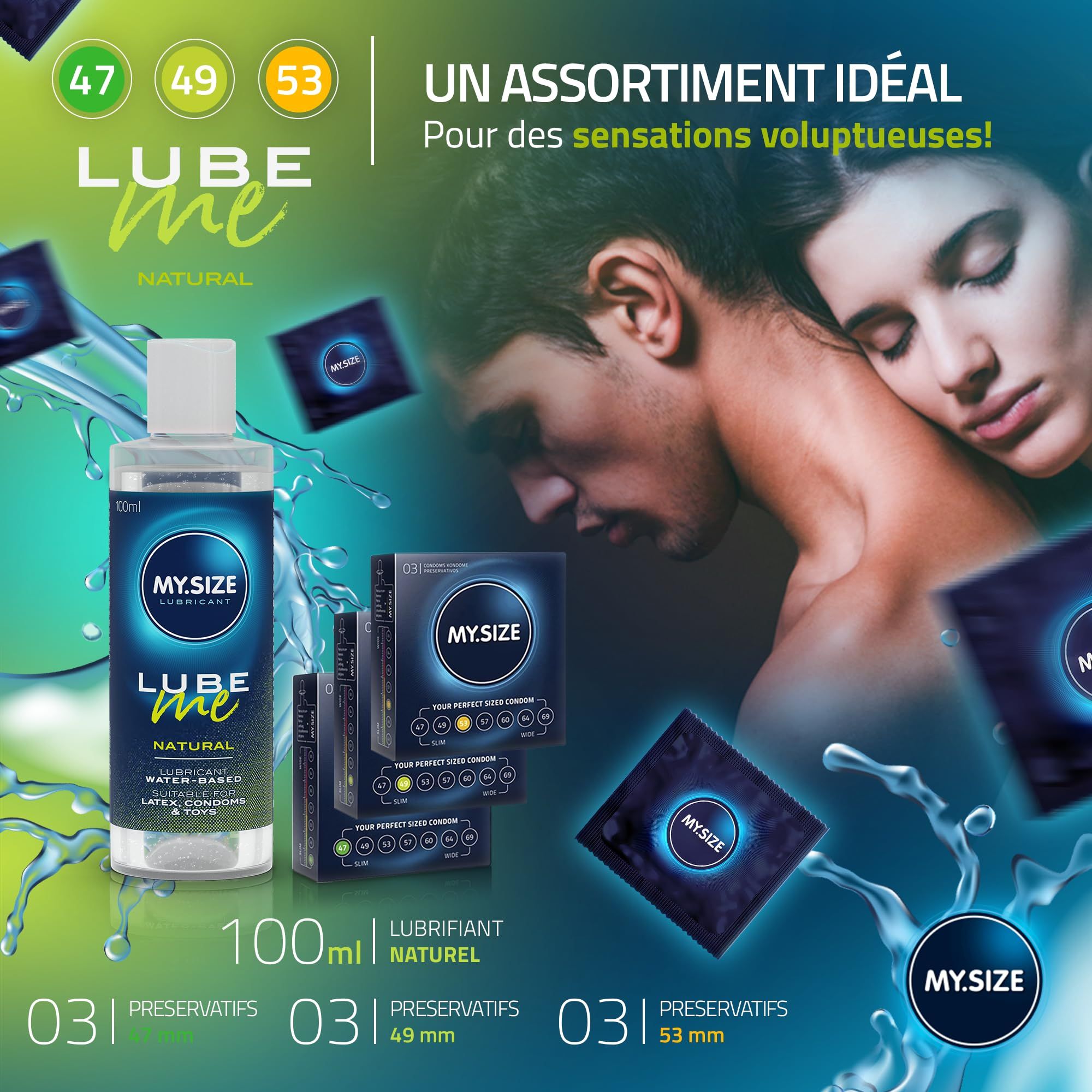 MY.SIZE Préservatifs + LUBE ME Natural Set