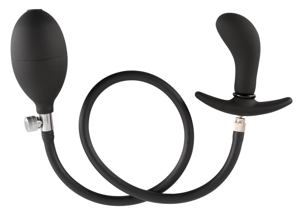 Opblaasbare plug met T-handvat en pomp, op witte achtergrond.