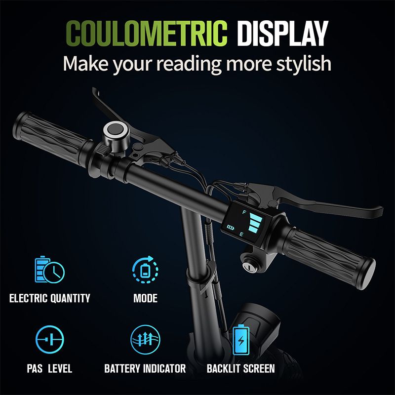 Guidon de vélo électrique avec affichage numérique. Caractéristiques: Indicateur de batterie, mode, niveau PAS, indicateur de batterie, écran rétroéclairé.