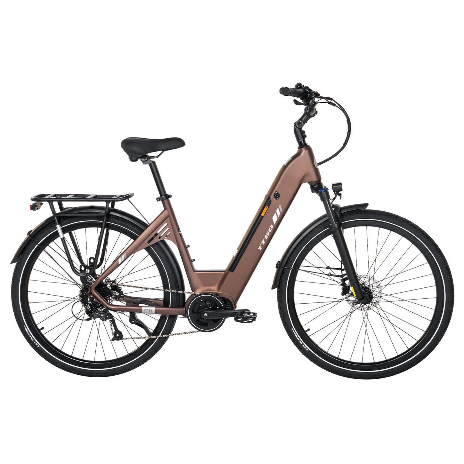 TTGO C7 SE Vélo électrique, 36 V 18 Ah, grande autonomie, avec moteur central Bafang