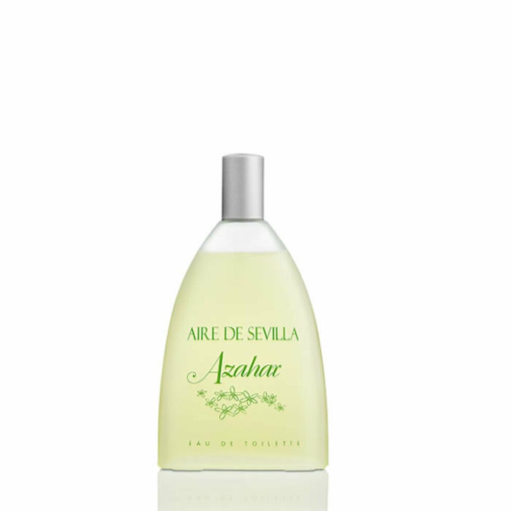 Flacon Aire de Sevilla Azahar Eau de Toilette. Flacon avec bouchon argenté. Texte sur le flacon.