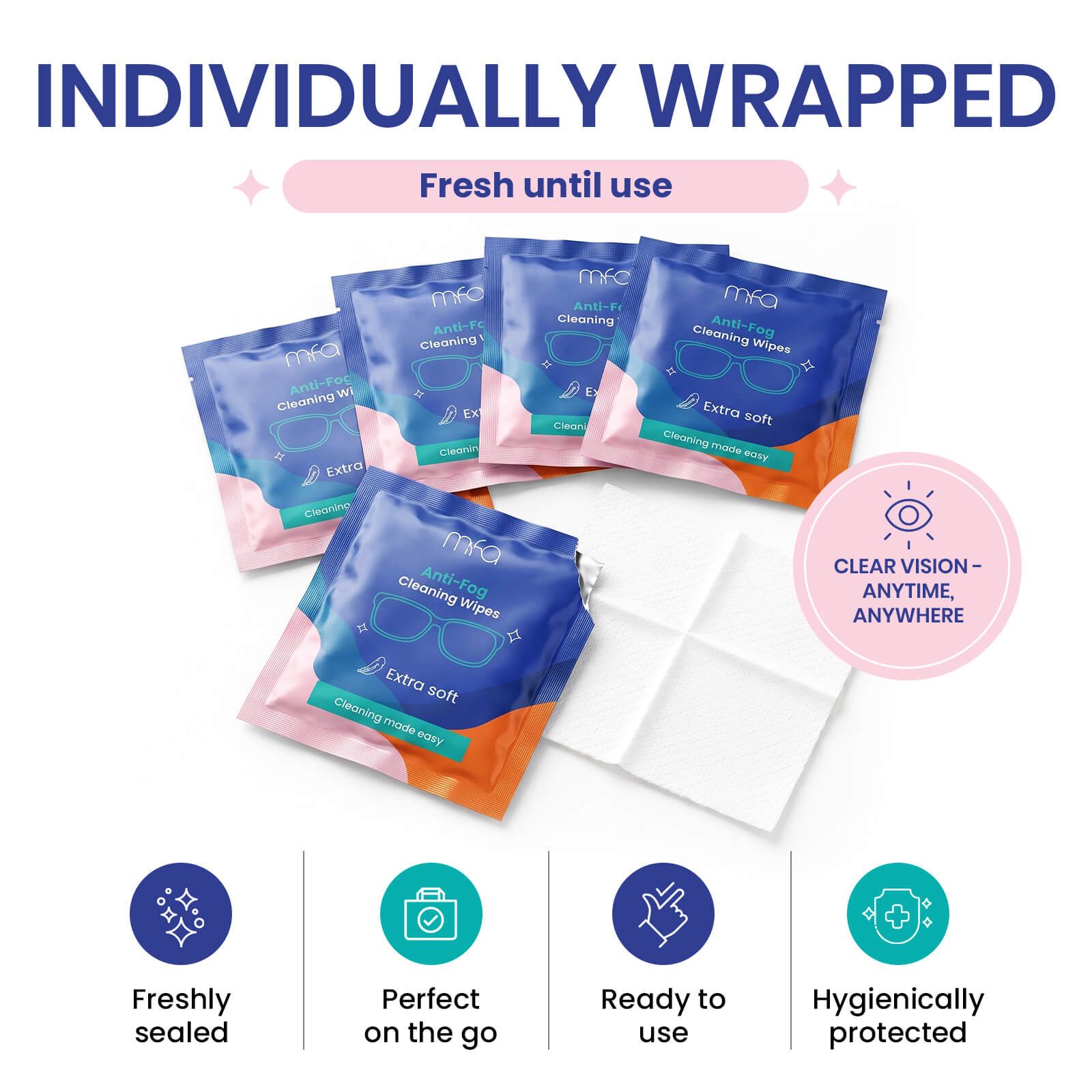 mfa® Lingettes Nettoyantes Anti-Buée pour Lunettes