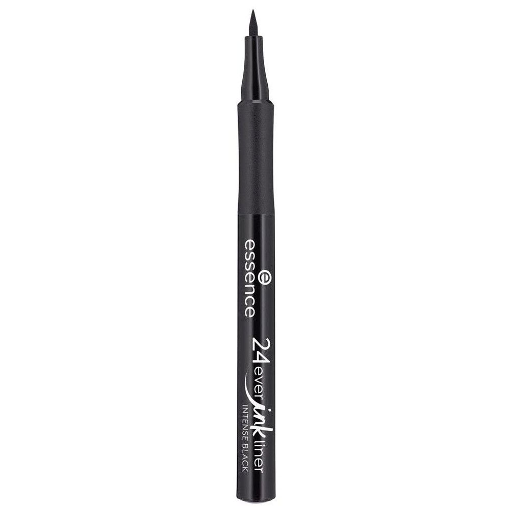 Stylo eyeliner noir à pointe fine. Inscription: essence, 24ever ink liner, intense black.
