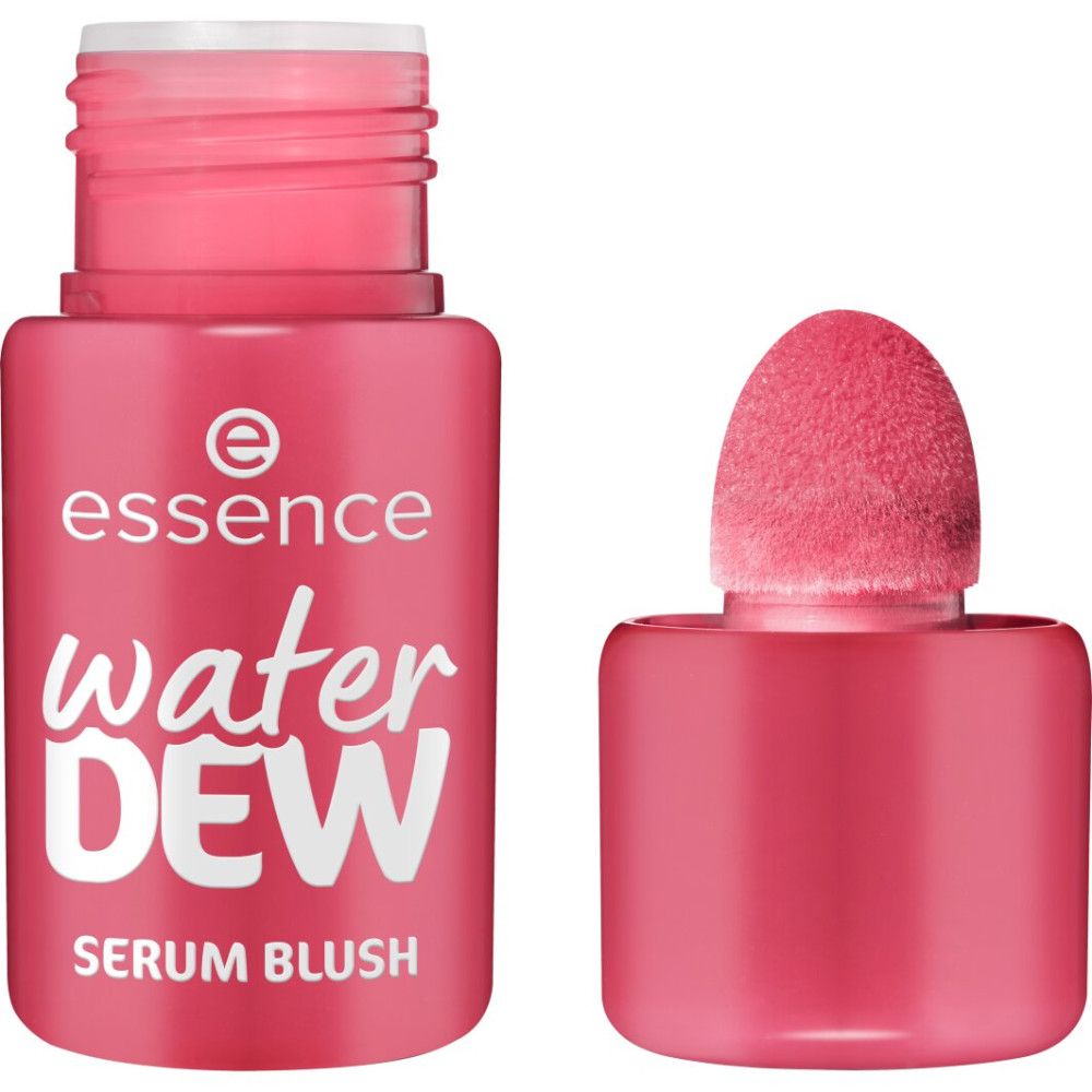 Essence Water Dew Serum Blush, ouvert avec applicateur.