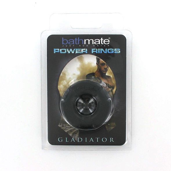 Bathmate Power Rings Gladiator en emballage blister. Anneau noir avec noyau tricuspide.