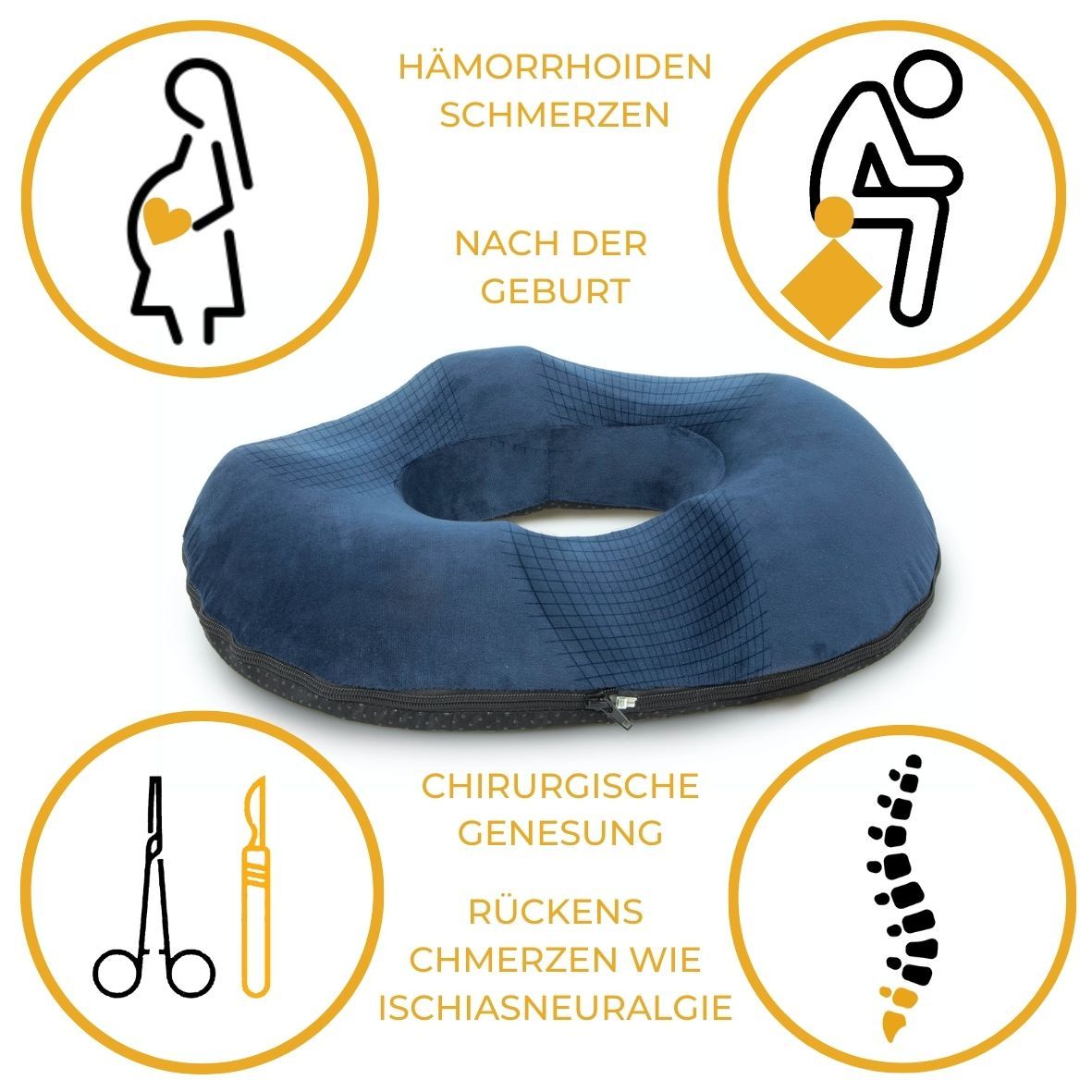 INPHYSIO Coussin coccyx en donut, soulagement de pression