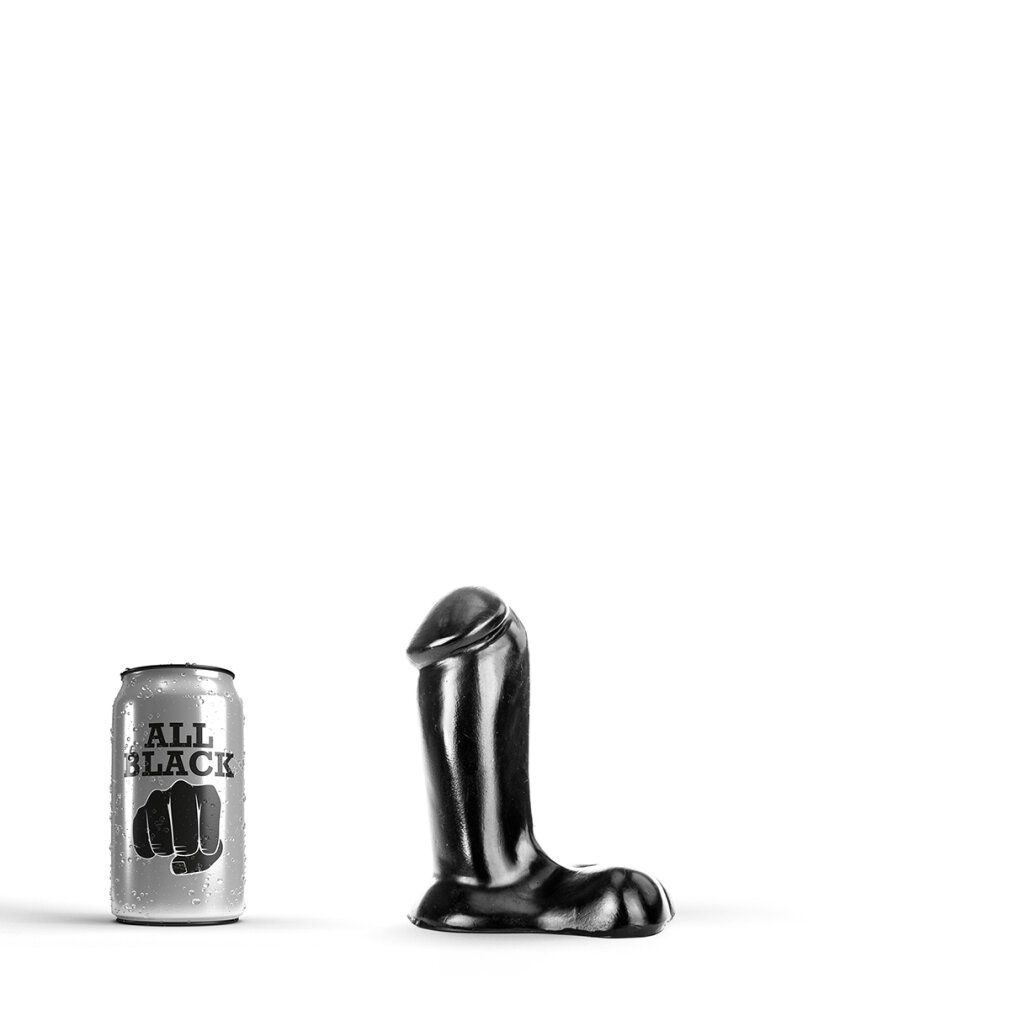 Un godelet noir brillant à côté d'une canette marquée "ALL BLACK" avec un poing.