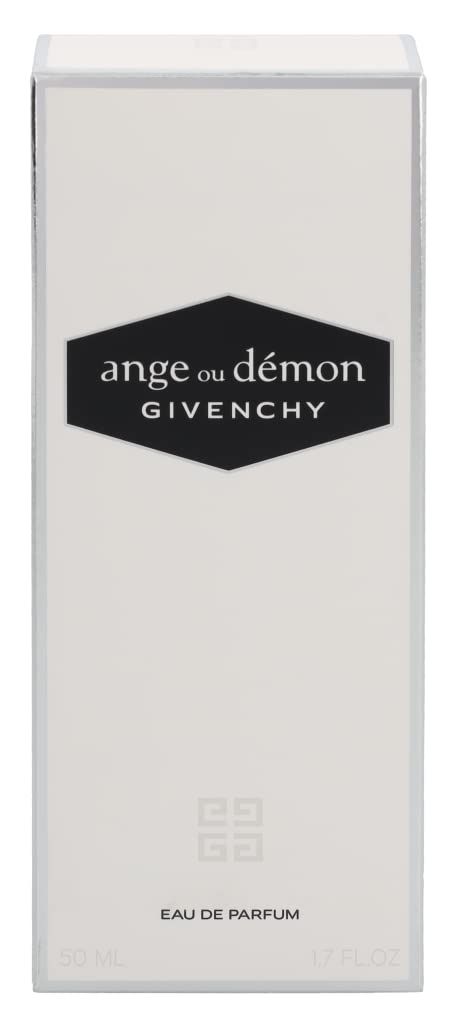 Witte doos van Givenchy Ange ou Démon EDP. Zwart logo op de voorkant. Tekst: Eau de Parfum, 50 ml.
