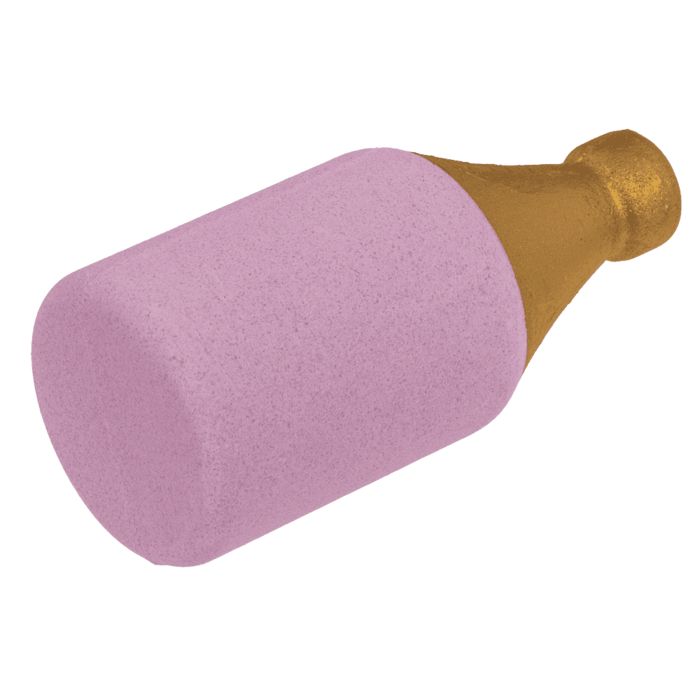 Badbruisbal in flesvorm, goudkleurige kop, roze lichaam. Geen verpakking. Liggende weergave.