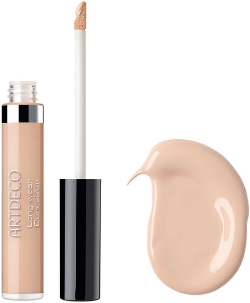 Artdeco Long-Wear Concealer, flesje open, met applicator en een swatch.