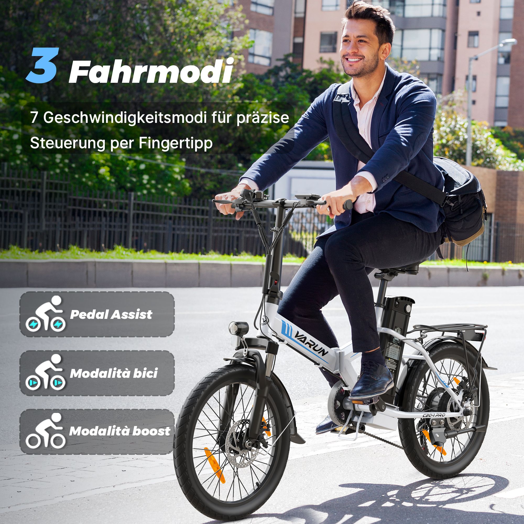 VARUN C20-1 PRO Vélo électrique pliant, 48 V 13 Ah