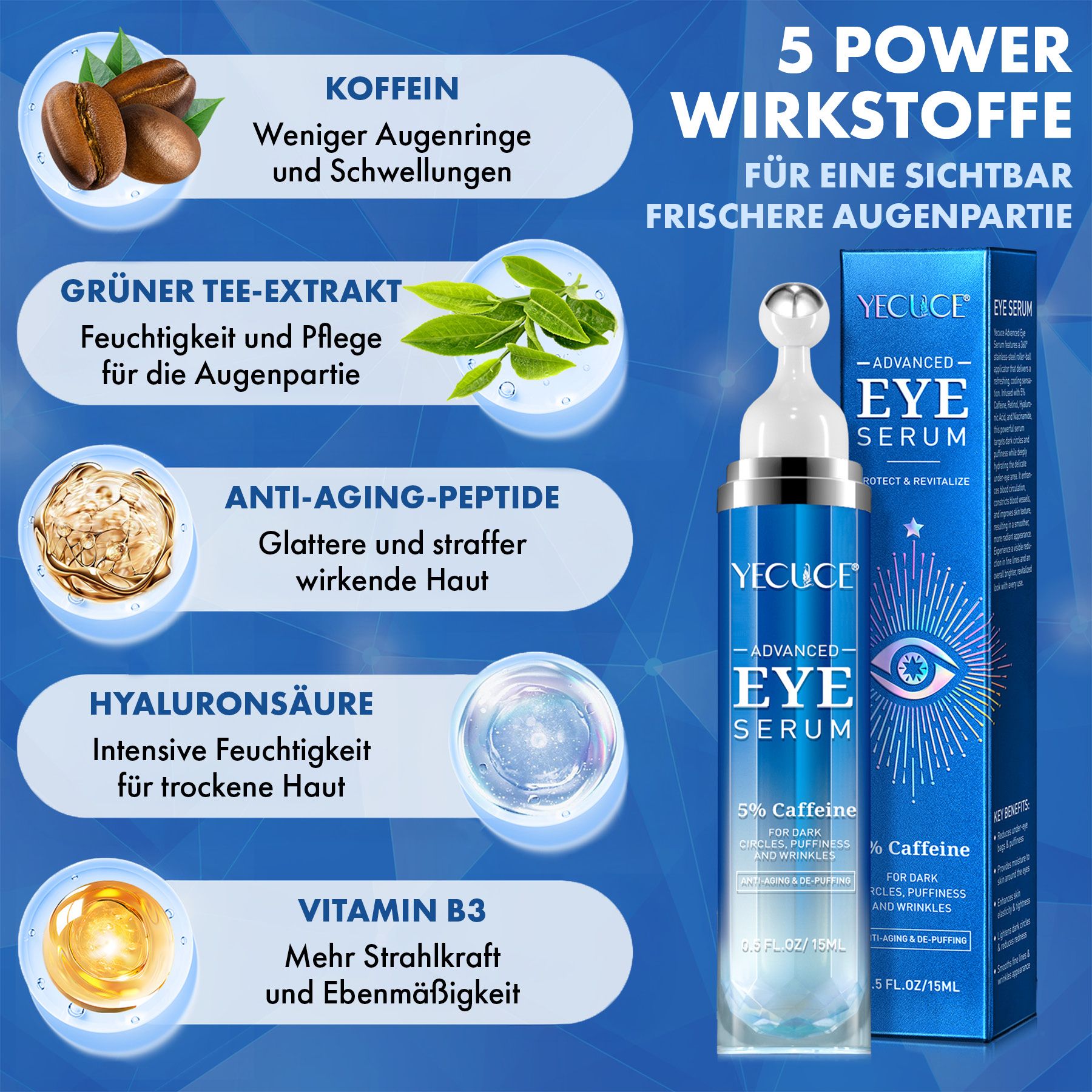 ALIVER Oogserum tegen donkere kringen met retinol en cafeïne