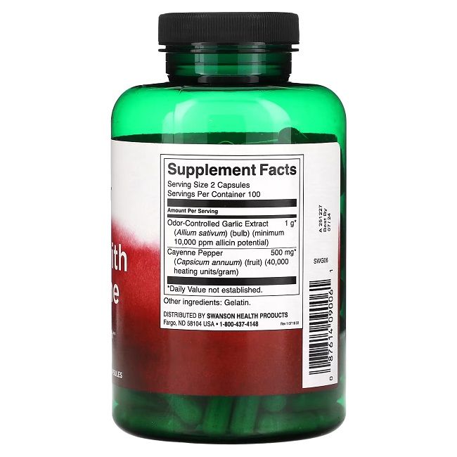 Flacon vert avec bouchon noir. Dos avec étiquette blanche. Contient des informations nutritionnelles et des ingrédients.