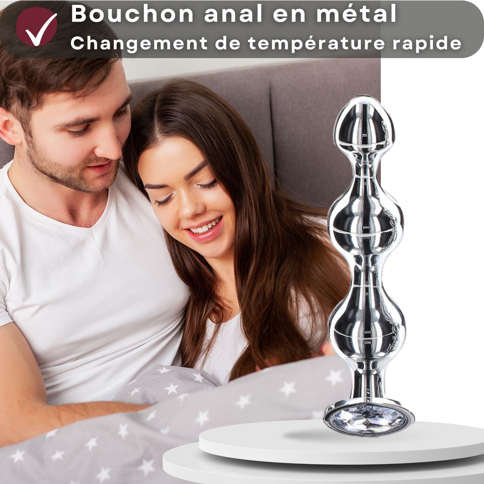 Lovelyness - plug anal en mtal 3 boules avec pierre dcorative 1 pc(s) -  Farmaline