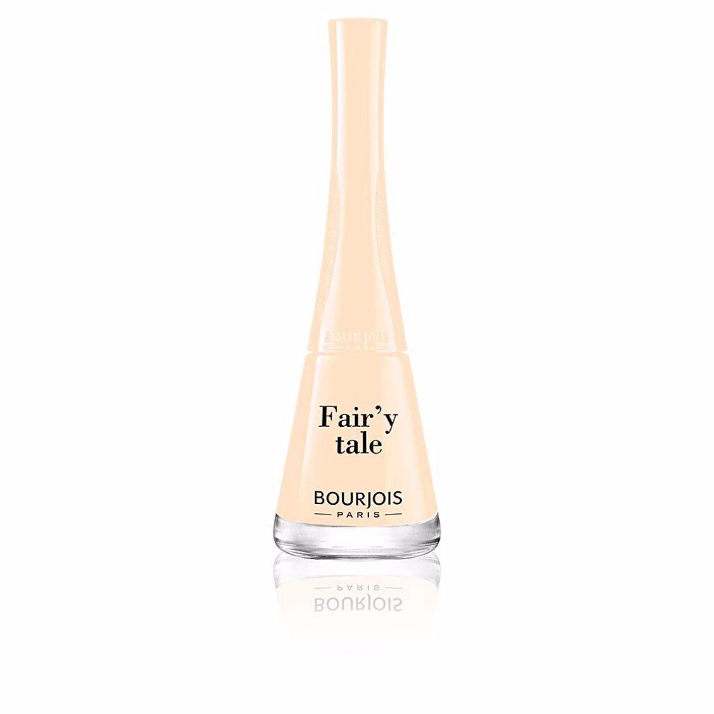 Flacon de vernis à ongles clair. Inscription : Fair'y tale, Bourjois Paris.