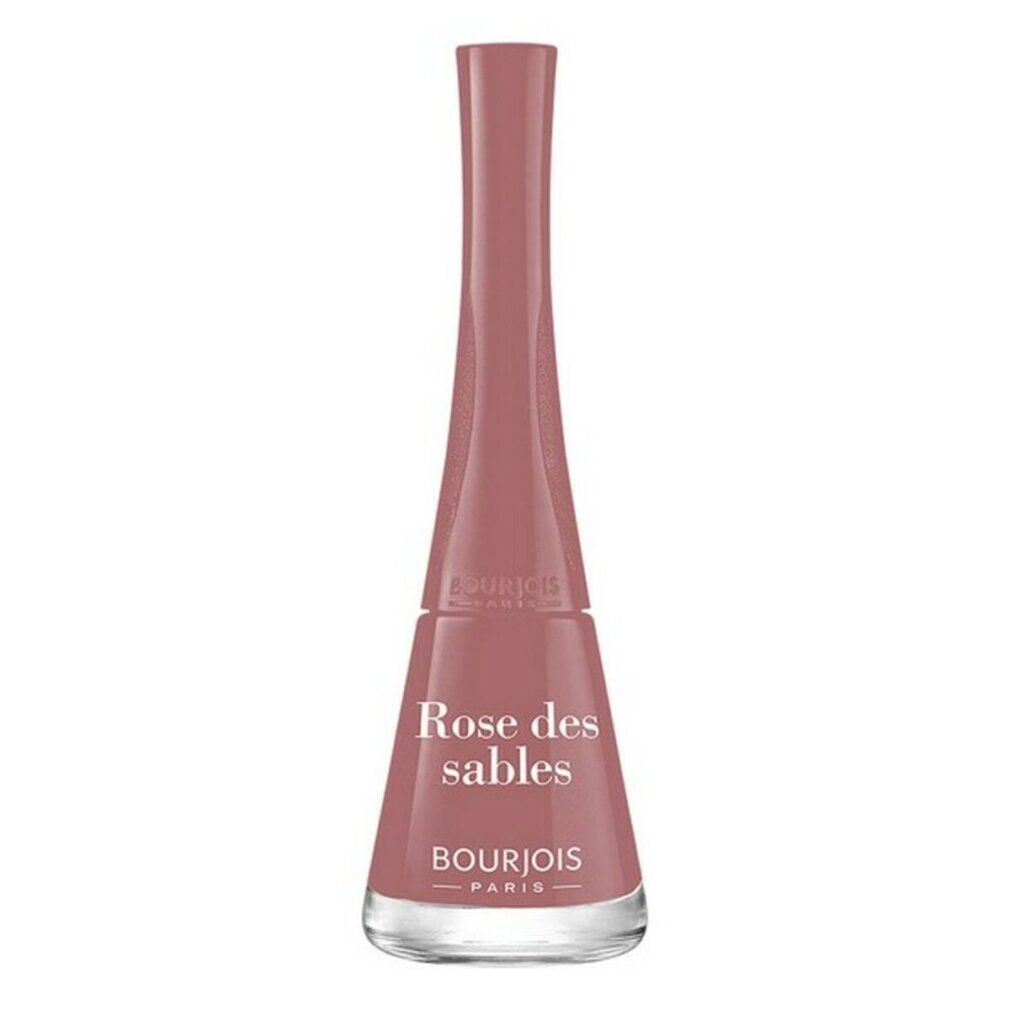 Flacon de vernis à ongles rose. Inscription: Rose des sables, Bourjois Paris.