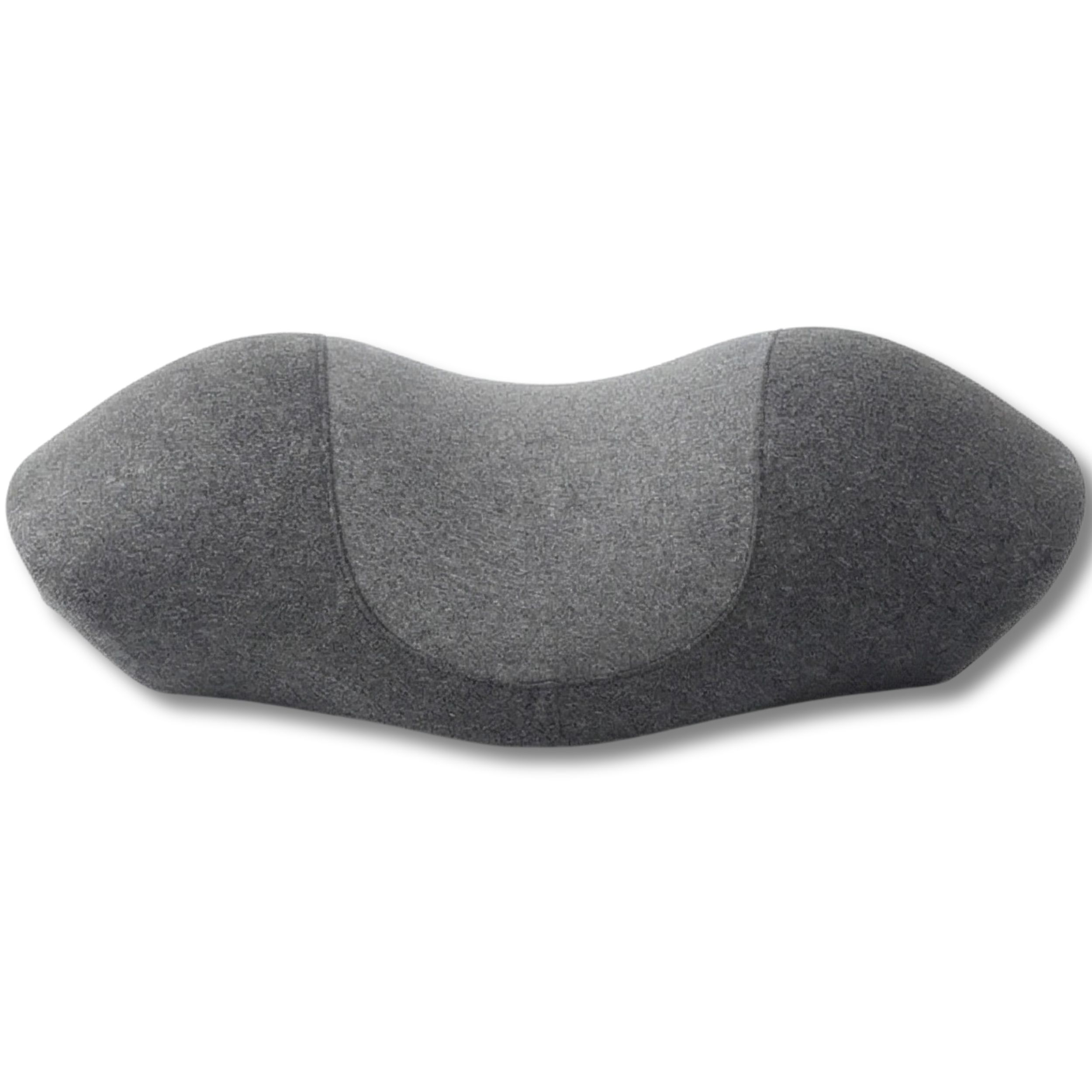 Grijs nekkussen. Ergonomische vorm met twee grijstinten.