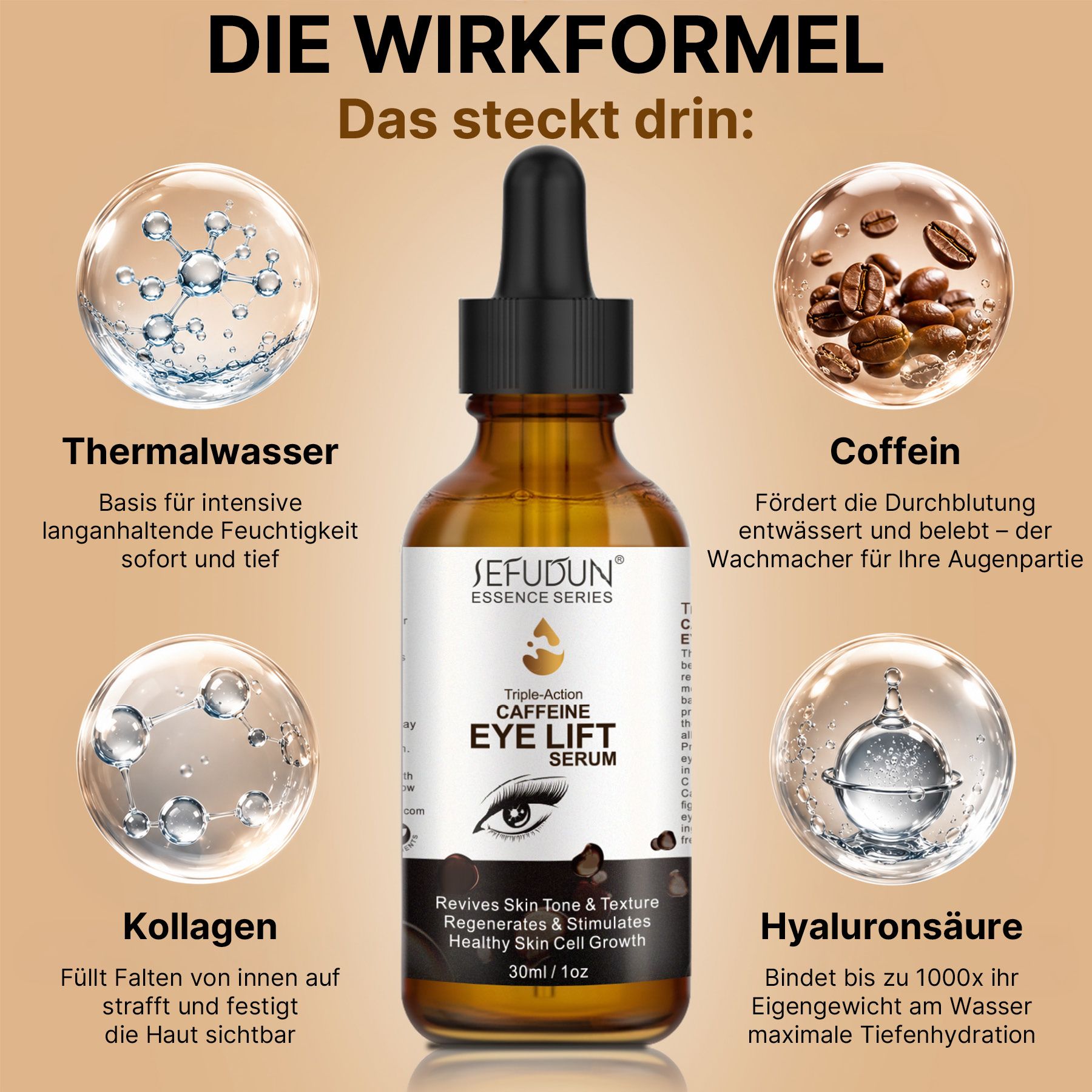ALIVER oogserum met cafeïne collageen hyaluronzuur