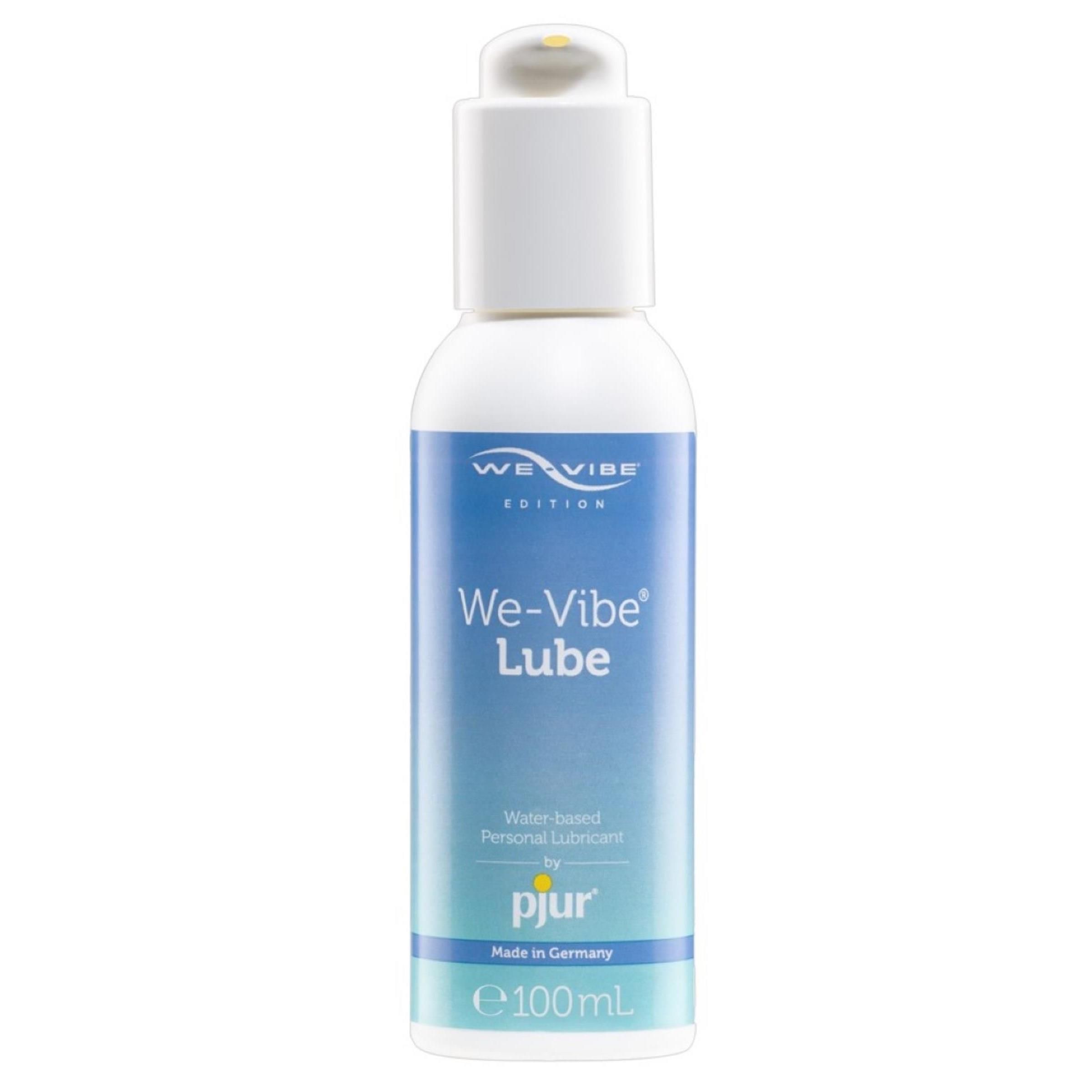 Witte fles met doseerpomp, We-Vibe Lube, watergebaseerd glijmiddel van Pjur, 100ml.