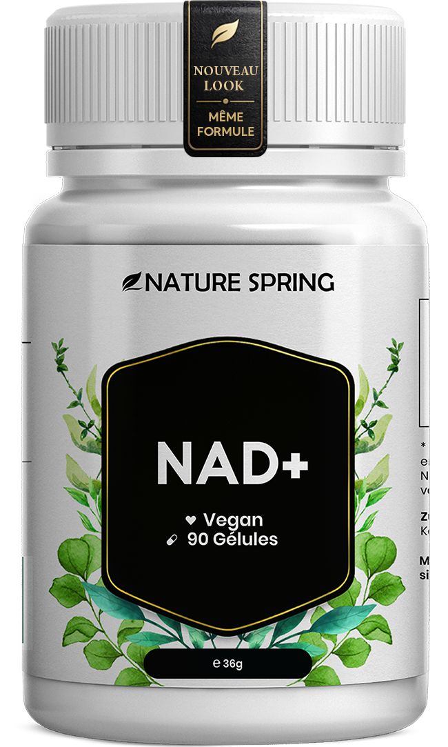 Gélules NAD+ NATURE SPRING, 90 pièces, véganes. Nouveau look.