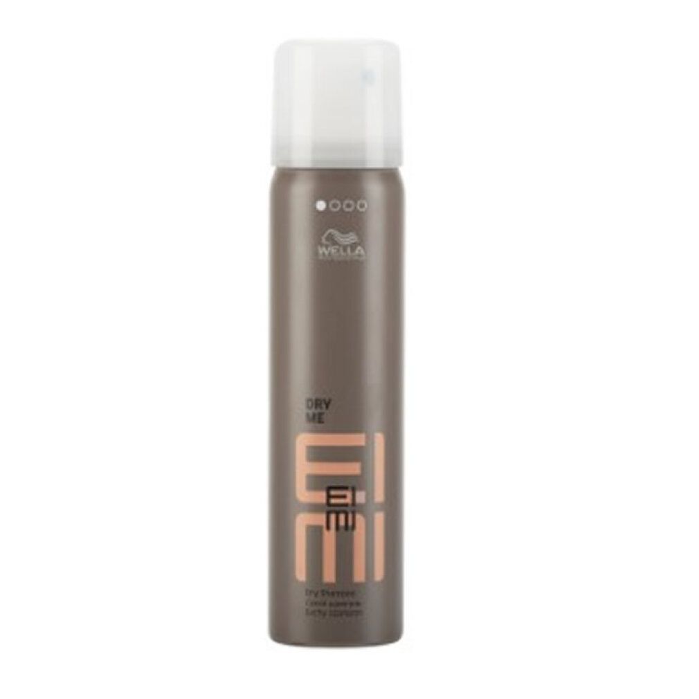 Spray Wella Eimi Dry Me shampooing sec en boîte brune avec capuchon blanc.
