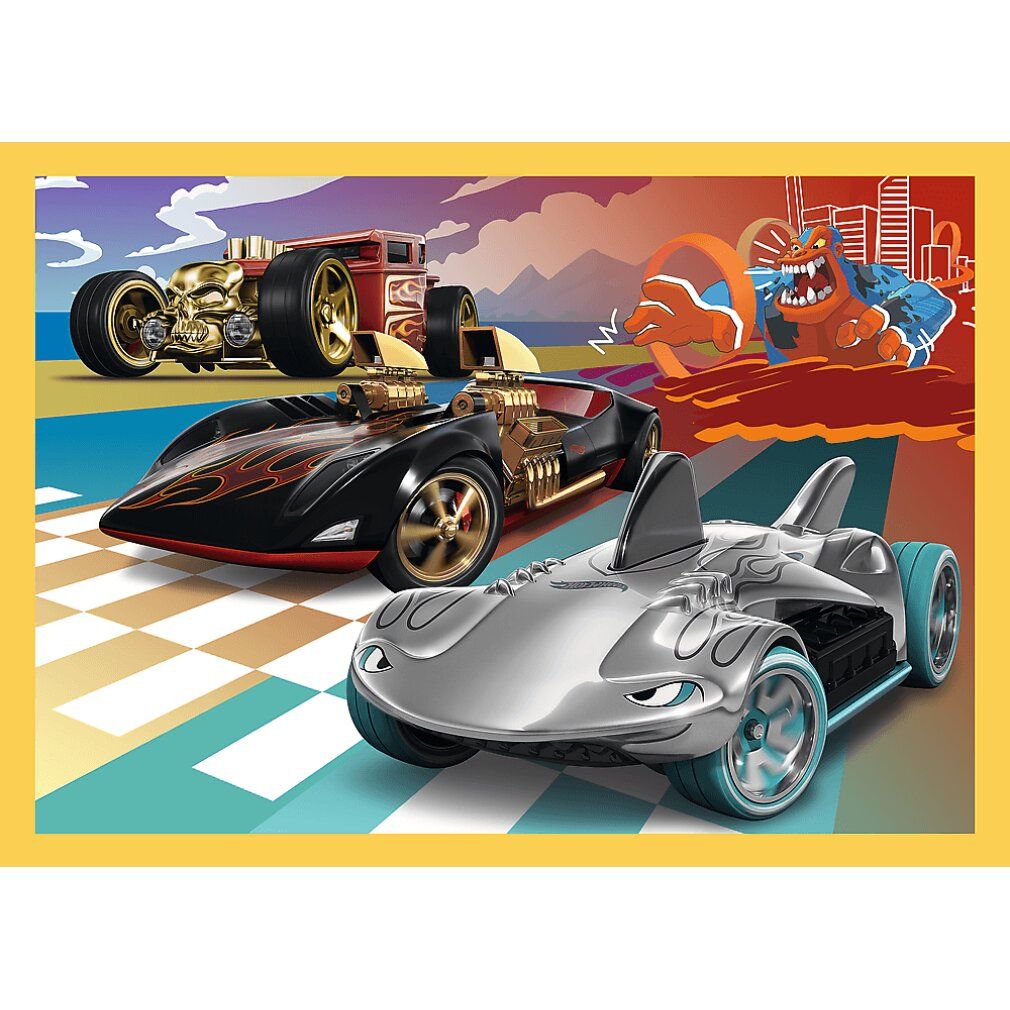 trefl 34627 Puzzle 4en1 véhicules à roues chaudes