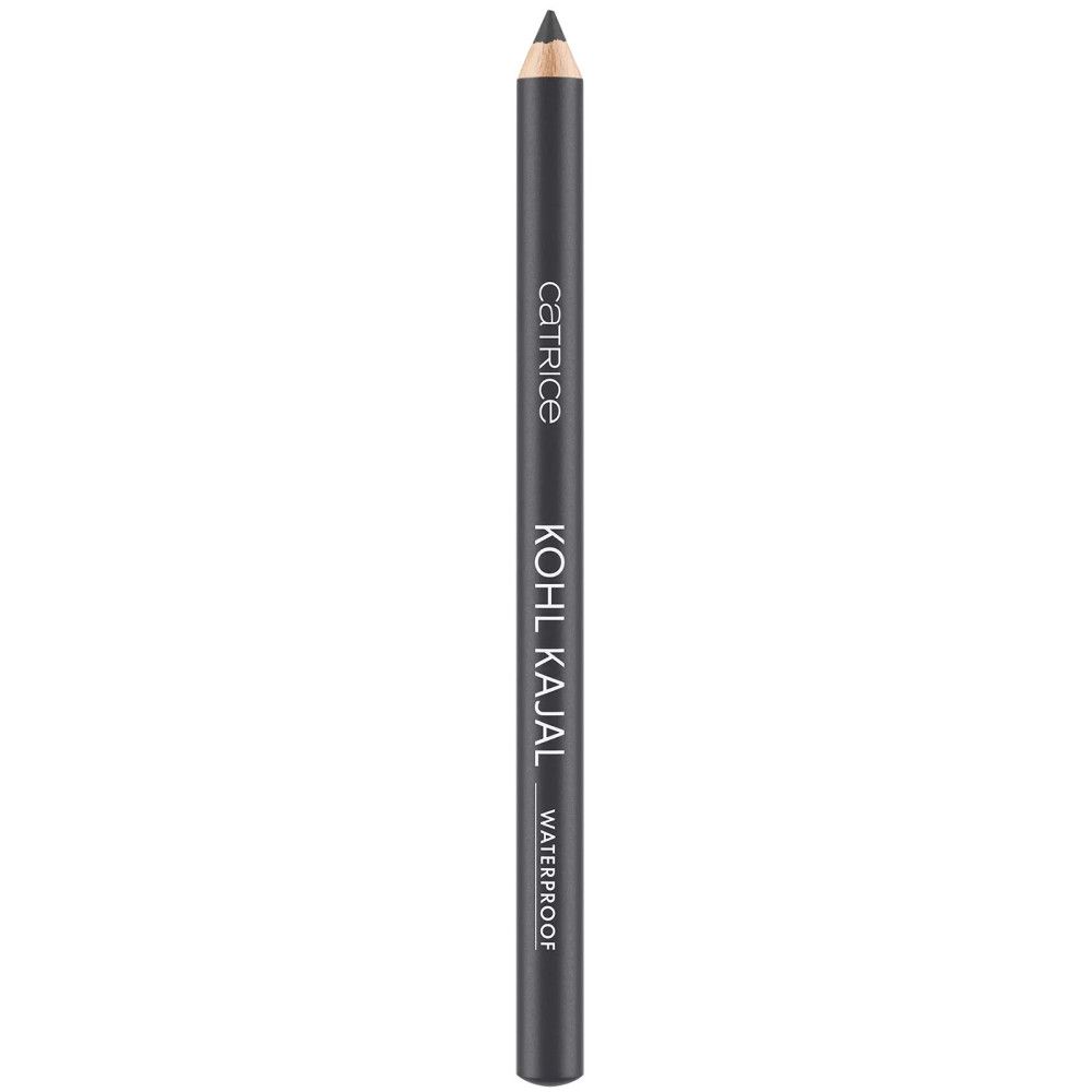 Crayon khôl gris foncé avec capuchon noir. Inscription : CATRICE KOHL KAJAL WATERPROOF.