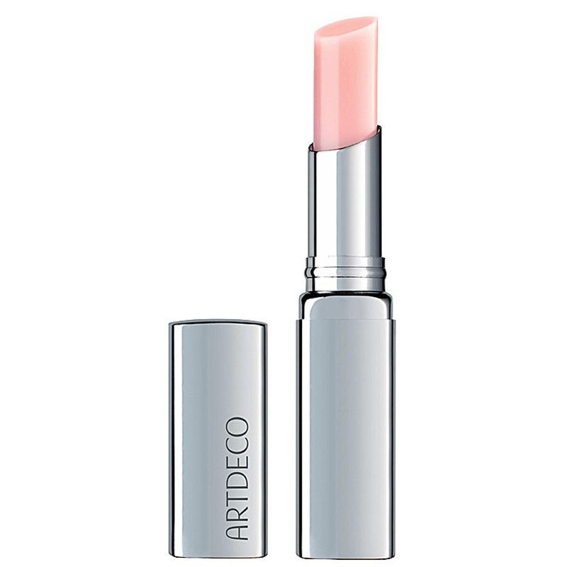 ARTDECO lippenbalsem stick met zilveren huls en verwijderde dop.