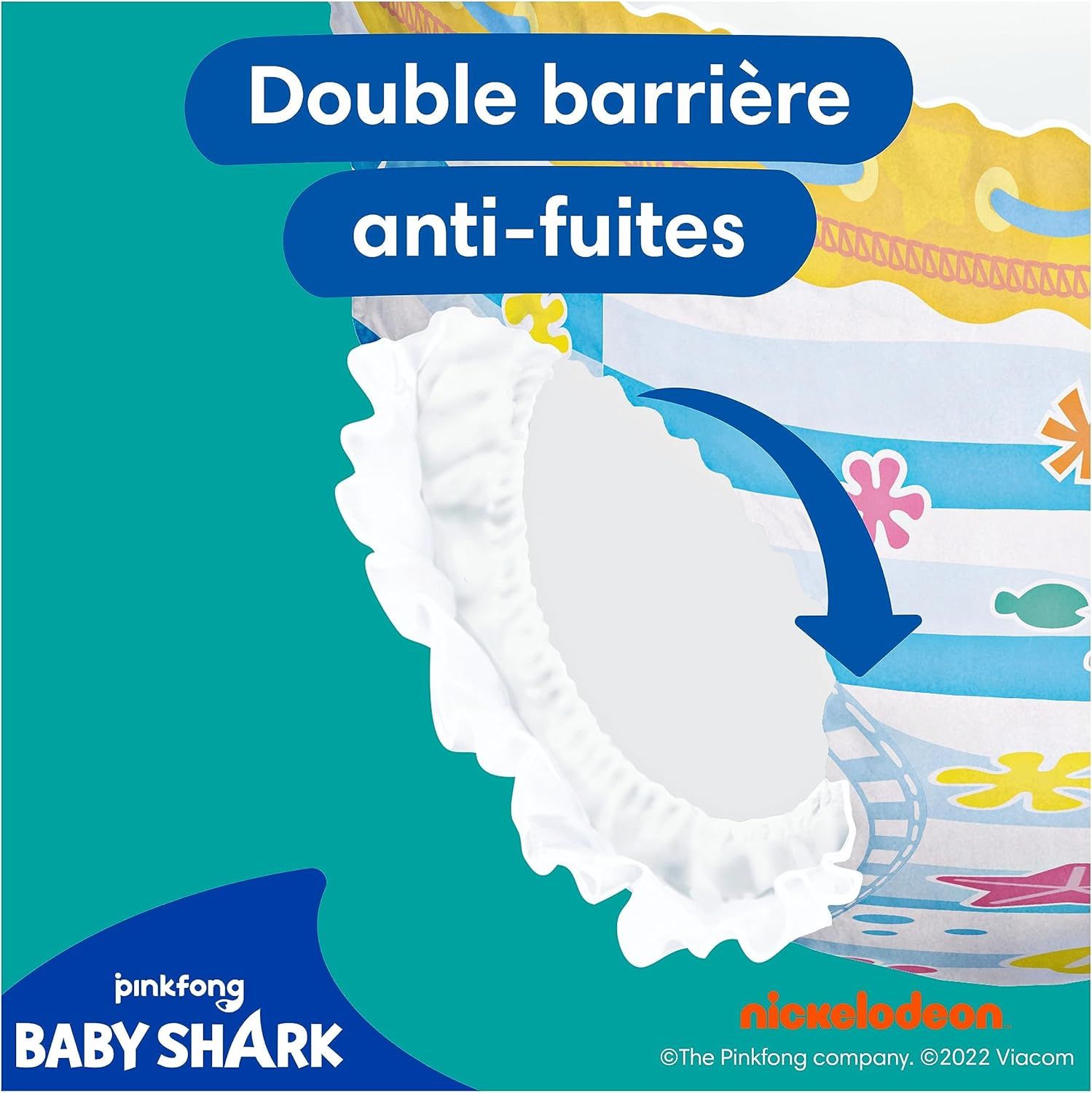 Pampers Splashers : doubles barrières anti-fuites pour une protection accrue.