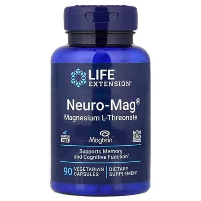 Life Extension Neuro-Mag Magnesium-L-Threonaat Capsules, 90 vegetarische capsules.