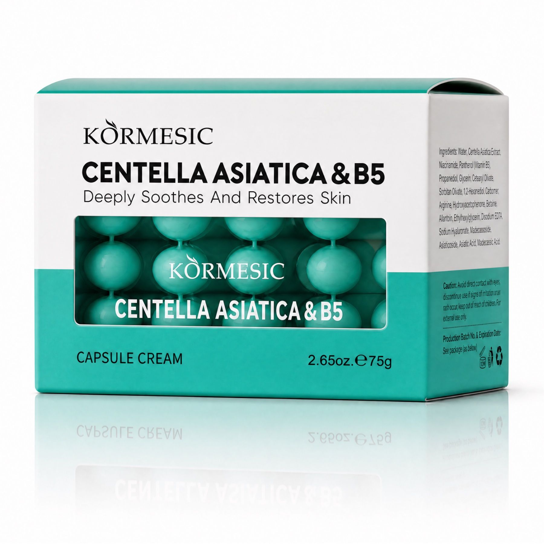 KORMESIC Verzachtende Gezichtscrème met Centella Asiatica en Vitamine B5 Capsulecrème