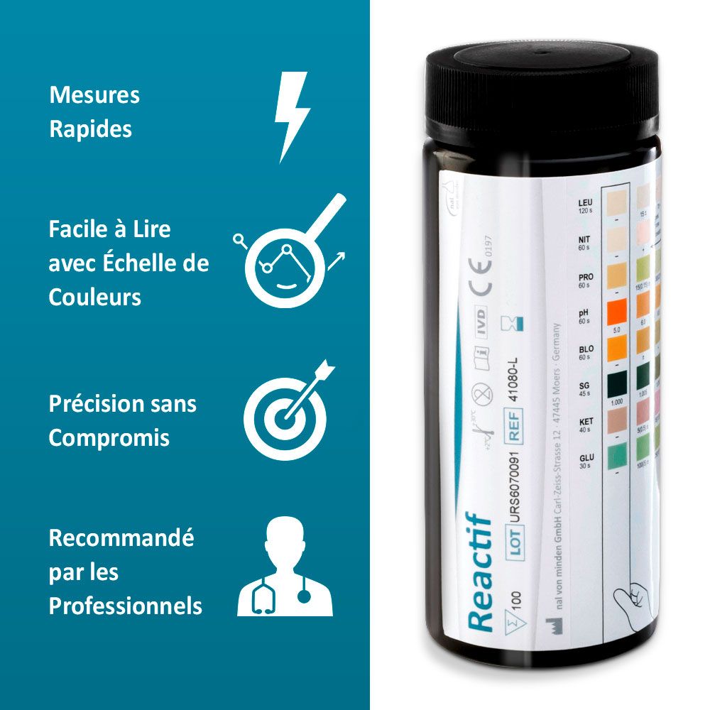 Reactif Test de santé - bandelettes urinaires pour 8 paramètres