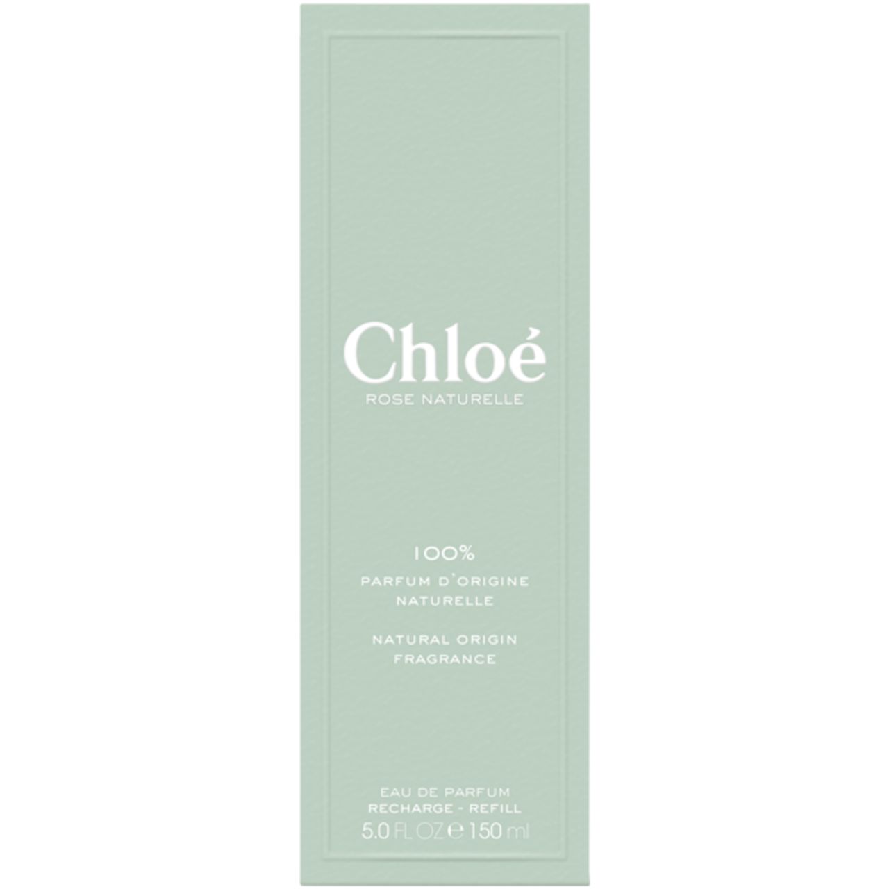 Groene verpakking voor navulling Eau de Parfum. Chloe Rose Naturelle tekst, 150 ml.