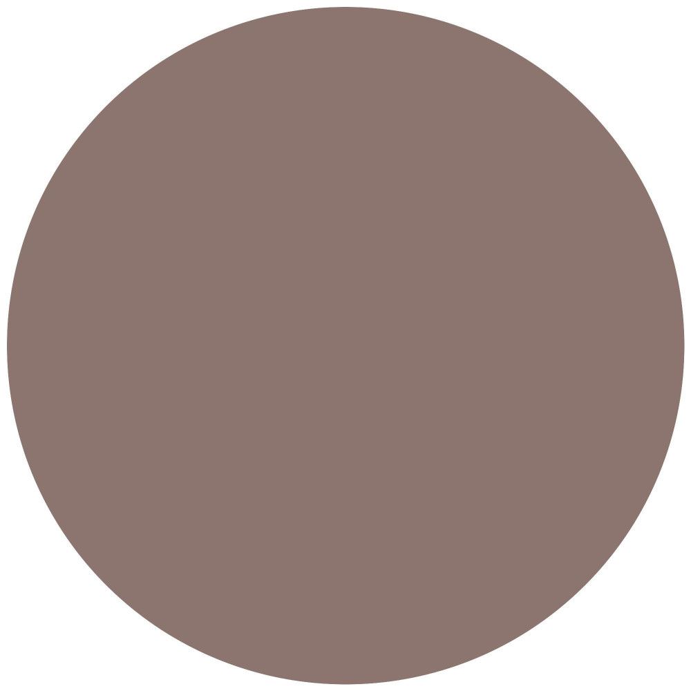 Cirkelvormige, bruine tint. Geen verdere details zichtbaar.