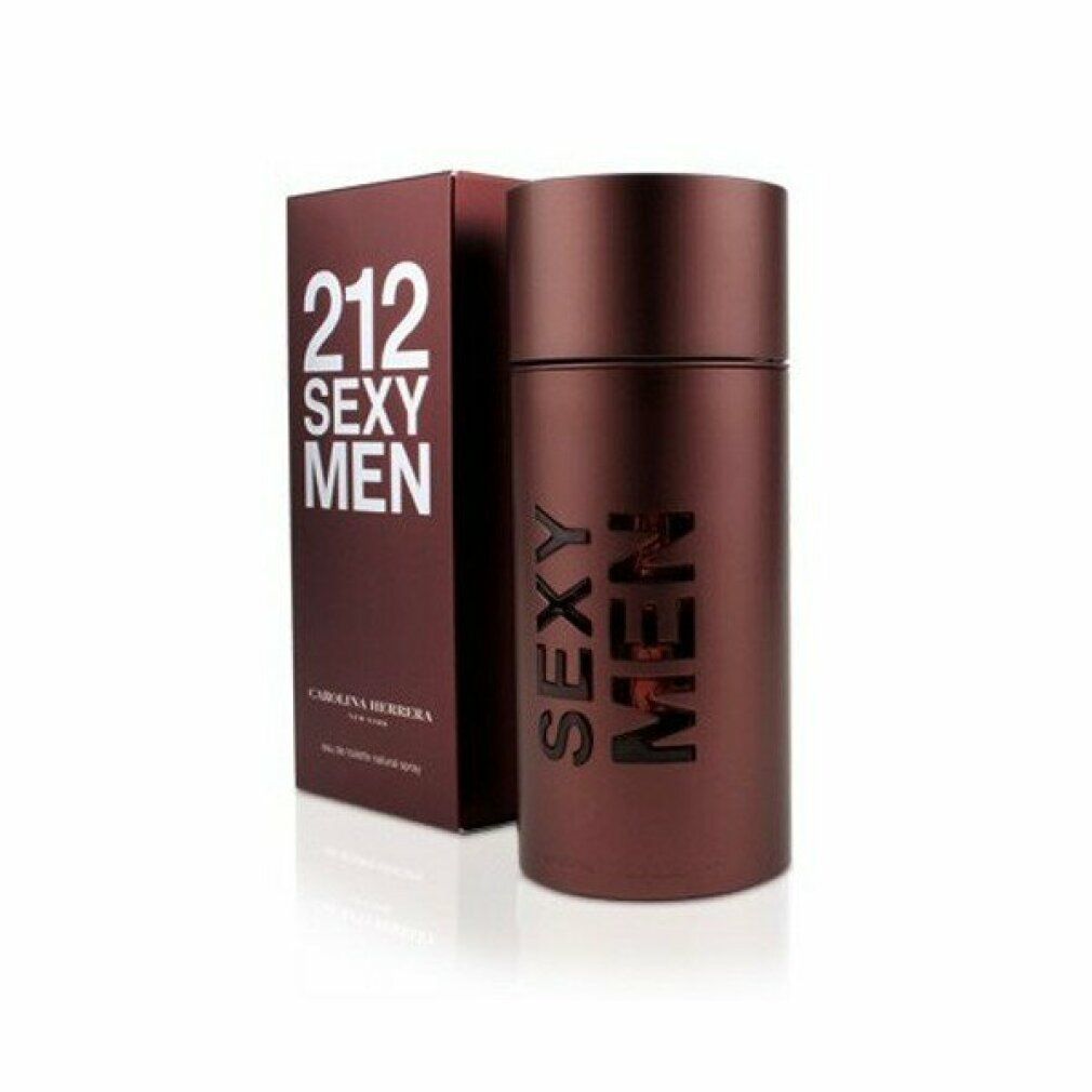 Bruine fles en doos. Op de doos staat 212 SEXY MEN. Op de fles staat SEXY MEN. CAROLINA HERRERA staat op de doos.