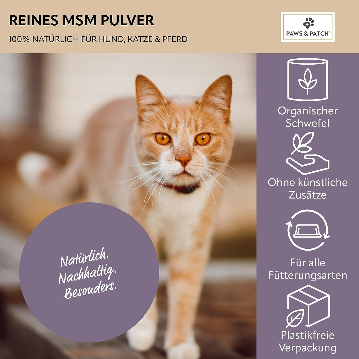 PAWS&PATCH MSM POEDER VOOR HONDEN, KATTEN, PAARDEN