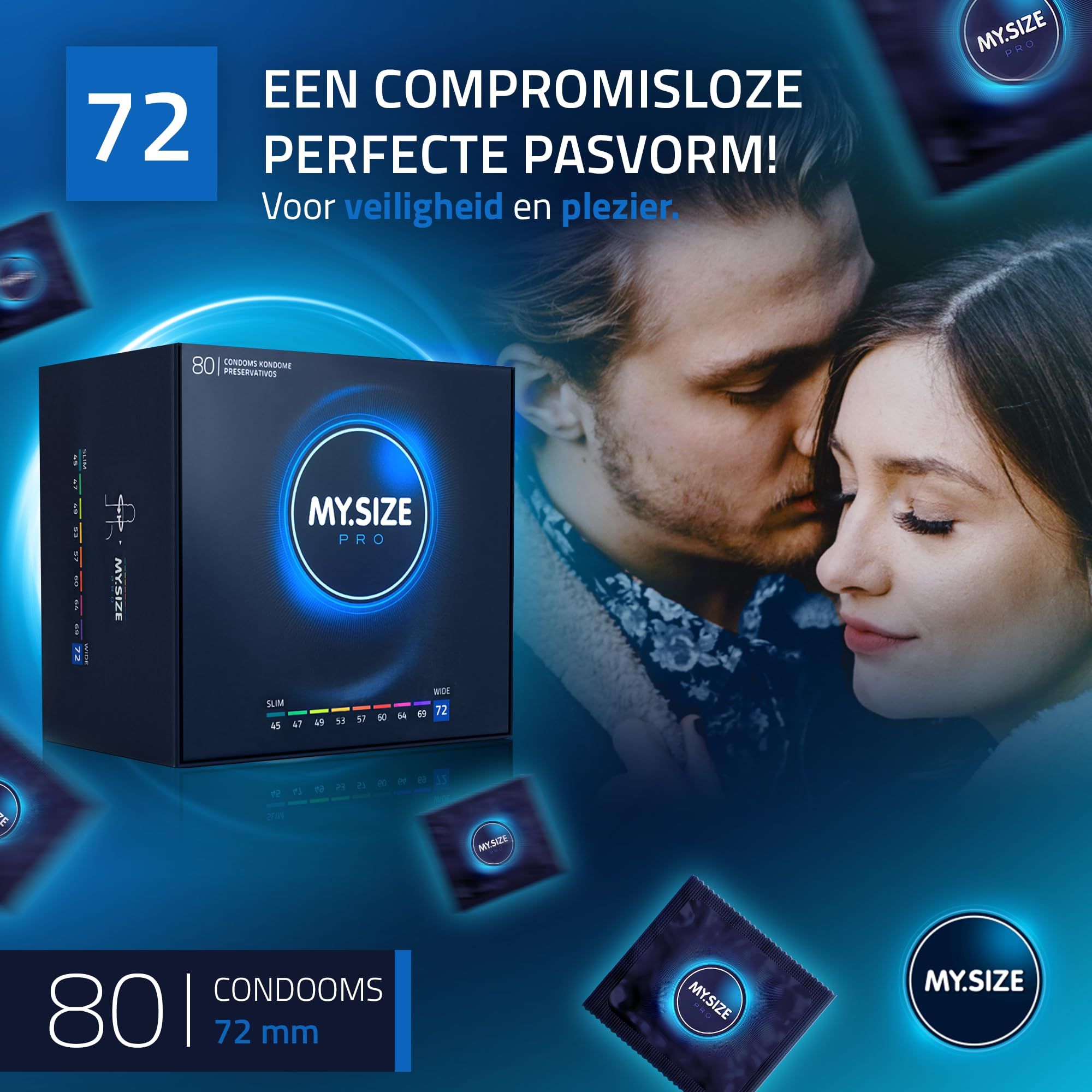 MY.SIZE PRO ELITE Condoms Maat 72mm. 80 stuks, 72mm.