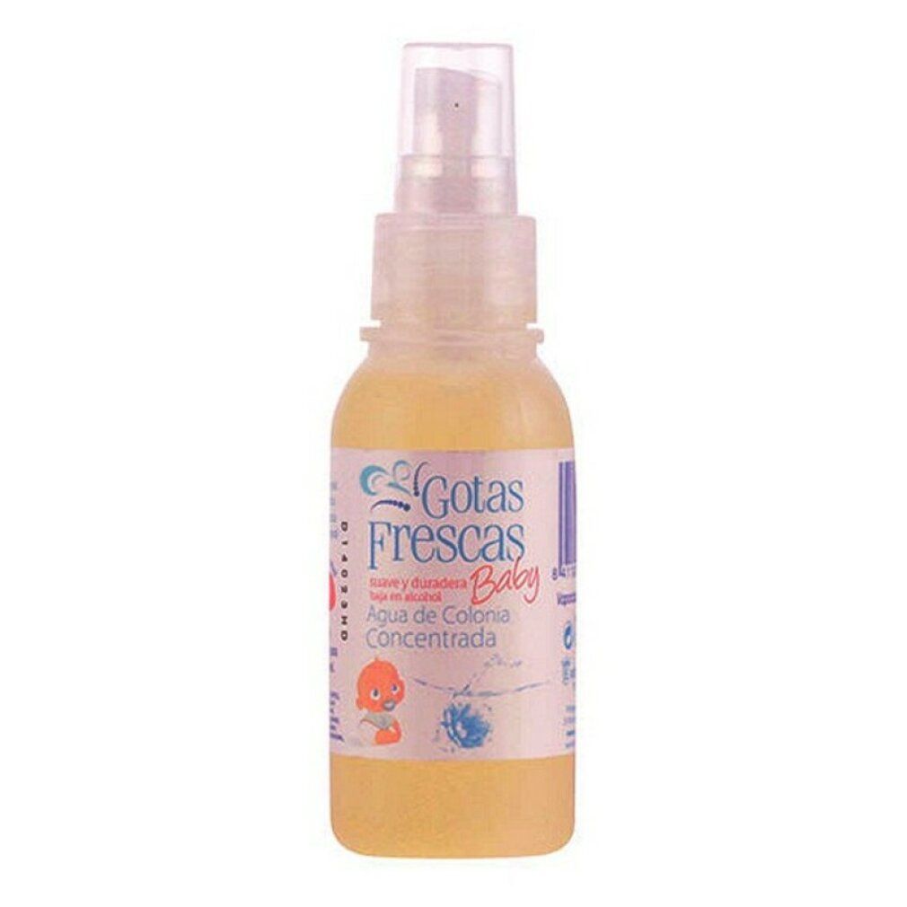 Petit flacon avec vaporisateur. Inscription: Gotas Frescas Baby, Agua de Colonia Concentrada. INSTITUTO ESPAÑOL.