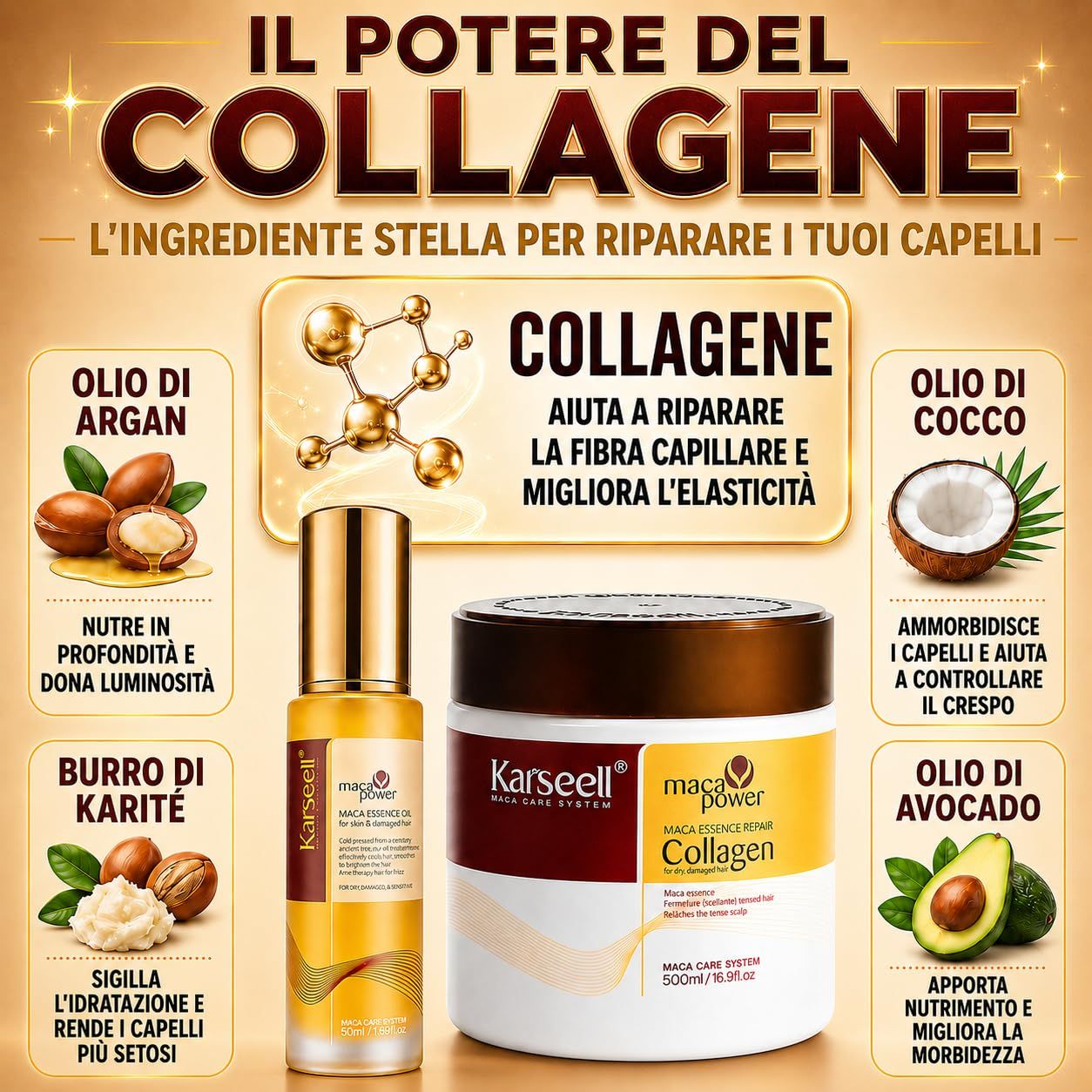 KARSEELL Coffret Capillaire : Masque au Collagène + Sérum à l’Argan