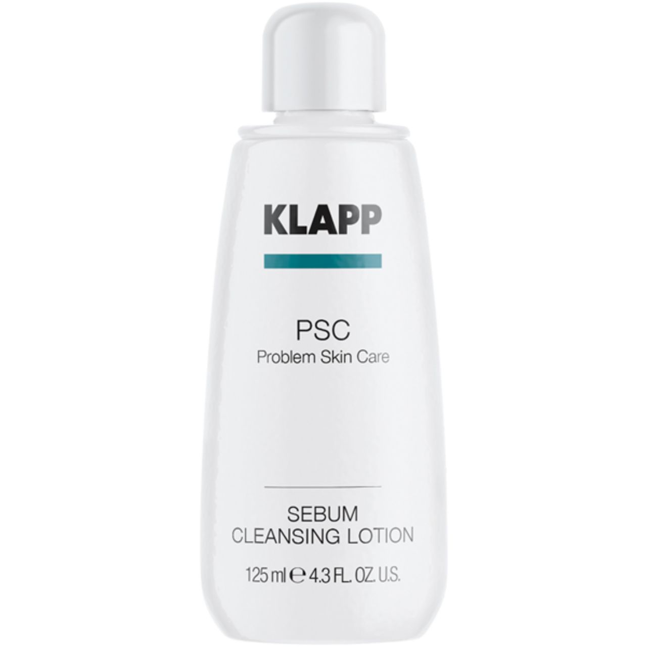 Klapp PSC Problem Skin Care Sebum Cleansing Lotion. Witte fles, witte dop. 125 ml.