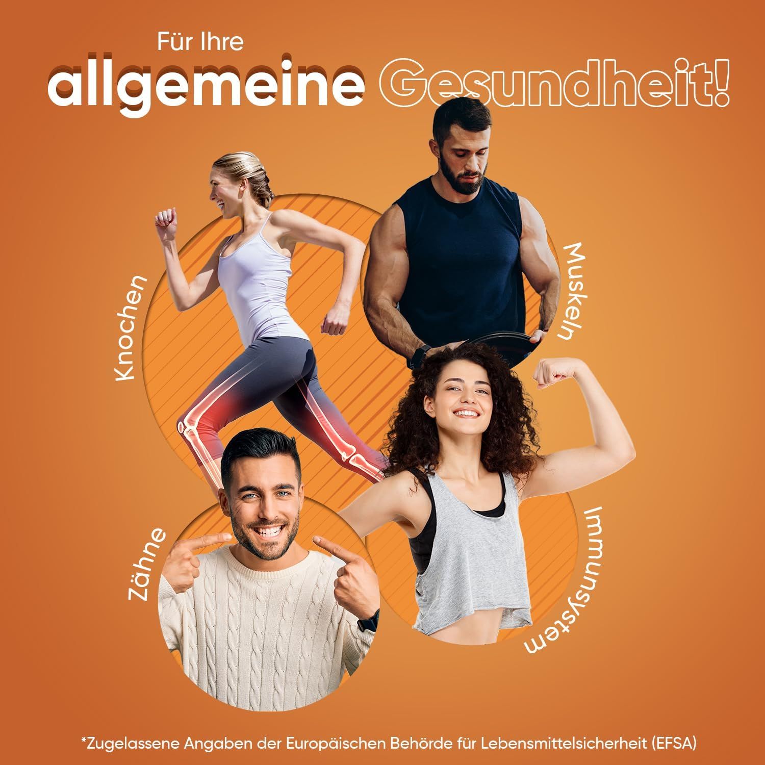 Graphique avec quatre personnes faisant la promotion de la santé générale.