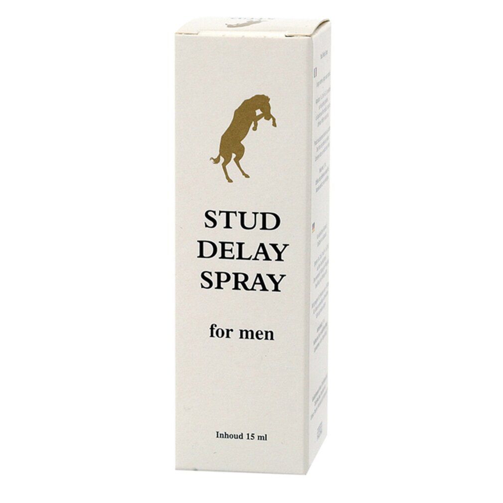 Boîte pour Stud Delay Spray for men, 15 ml, avec un cheval stylisé.
